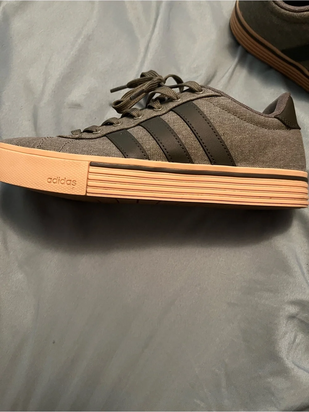 Adidas Daily 4.0 Men’s Dark GreenCanvas Sneakers with Black Stripes.